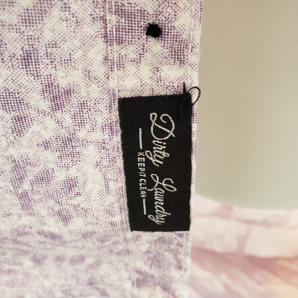 Dirty Laundry Mens Short Sleeve Button Shirt White Purple Leaf Pattern SZ XL - Picture 5 of 8